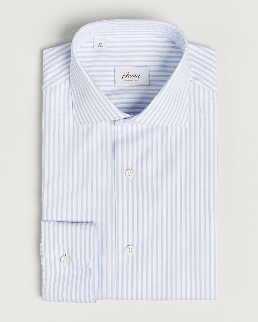 Uomini | Camicie | Brioni | Slim Fit Striped Dress Shirt Light Blue