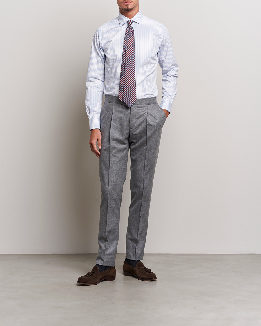 Uomini | Camicie | Brioni | Slim Fit Striped Dress Shirt Light Blue