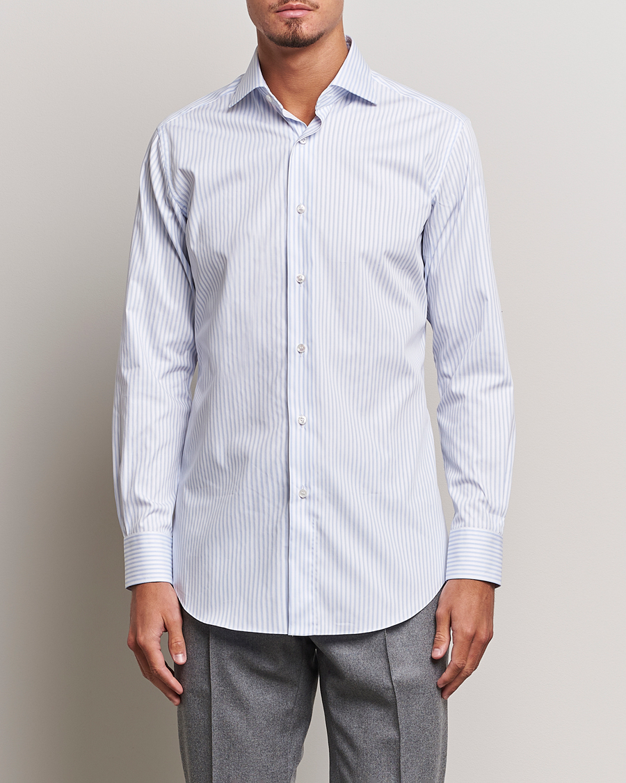 Uomini | Camicie | Brioni | Slim Fit Striped Dress Shirt Light Blue