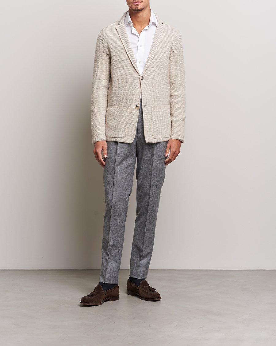 Uomini | Pantaloni | Brioni | Melbourne Drawstring Flannel Trousers Grey Melange