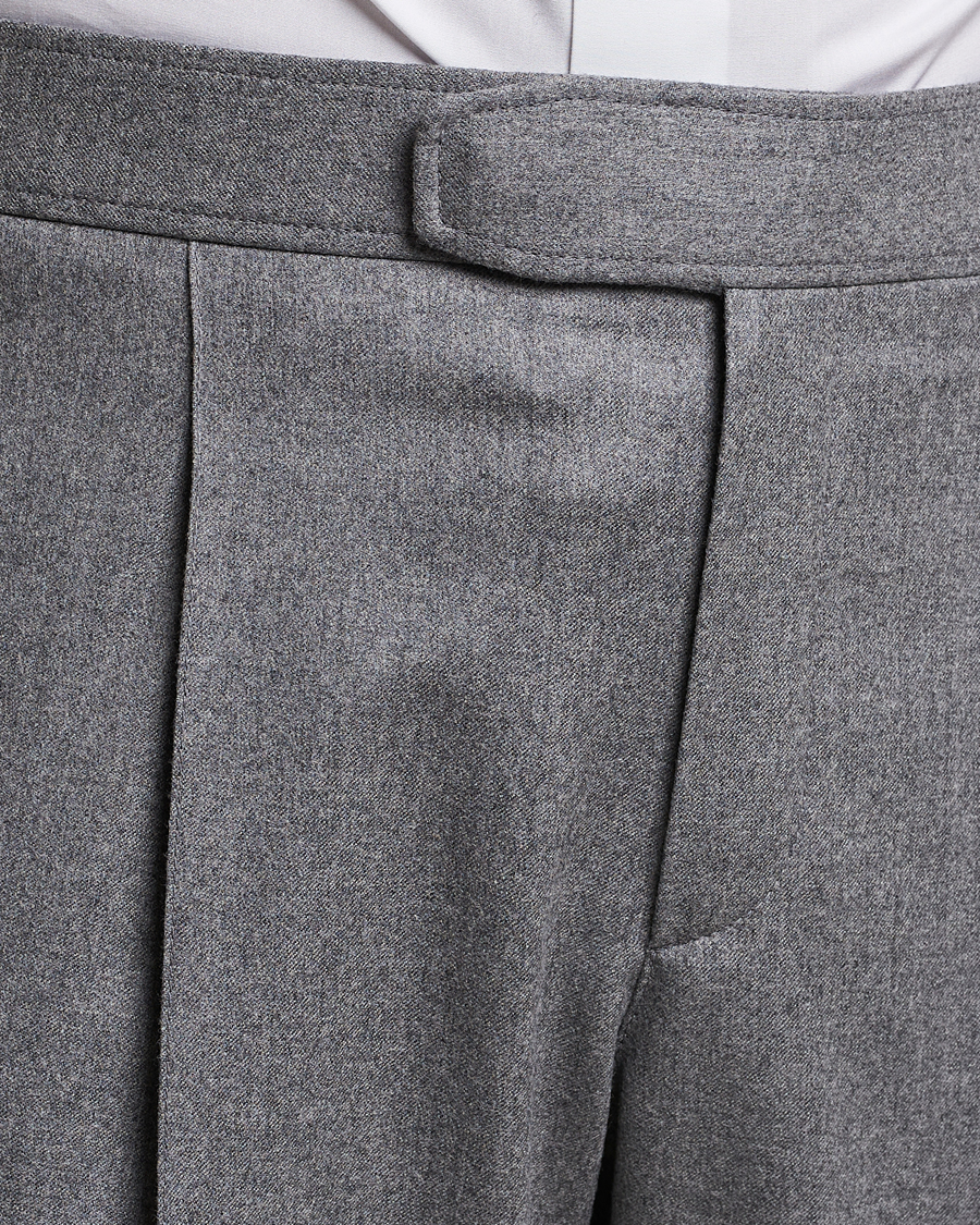 Uomini | Pantaloni | Brioni | Melbourne Drawstring Flannel Trousers Grey Melange