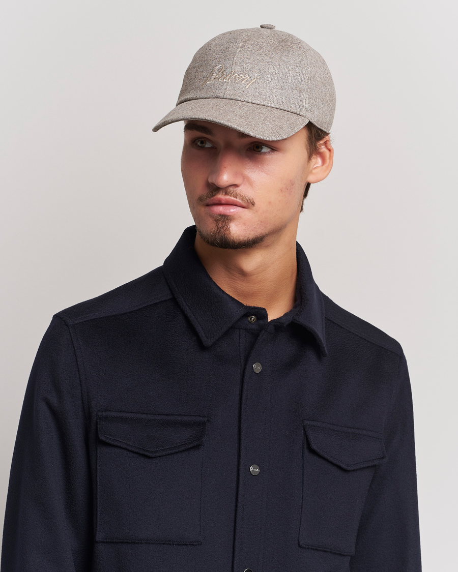 Uomini | Brioni Soft Flannel Baseball Cap Beige Melange | Brioni | Soft Flannel Baseball Cap Beige Melange