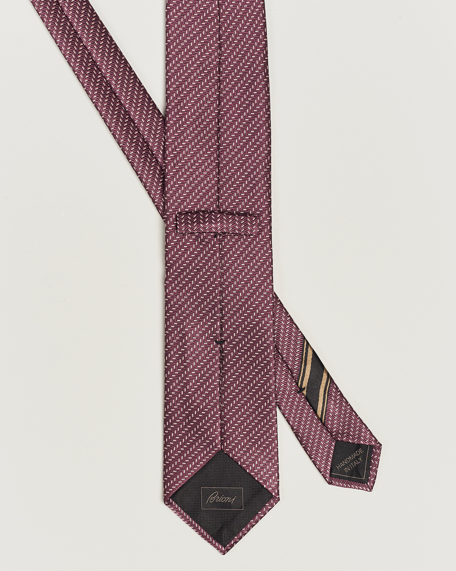 Uomini | Brioni Zig Zag Jacuqard Silk Tie Burgundy | Brioni | Zig Zag Jacuqard Silk Tie Burgundy
