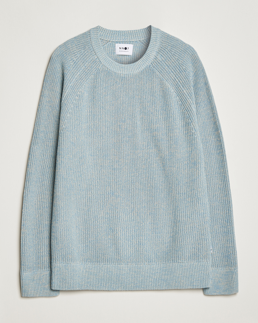 Uomini | Maglieria | NN07 | Jacobo Organic Cotton Knitted Sweater Ashley Blue Mel