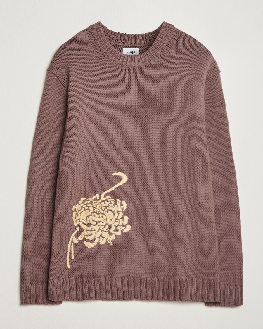 Uomini | Maglieria | NN07 | Jasper Knitted Cotton Sweatshirt Purple Brown