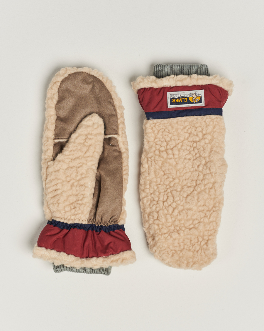 Uomini | Elmer by Swany Miyo Wool Teddy Mittens Beige/Wine | Elmer by Swany | Miyo Wool Teddy Mittens Beige/Wine
