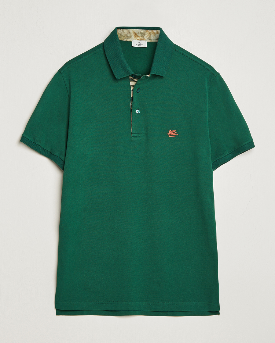 Uomini | Polo | Etro | Short Sleeve Contrast Polo Dark Green
