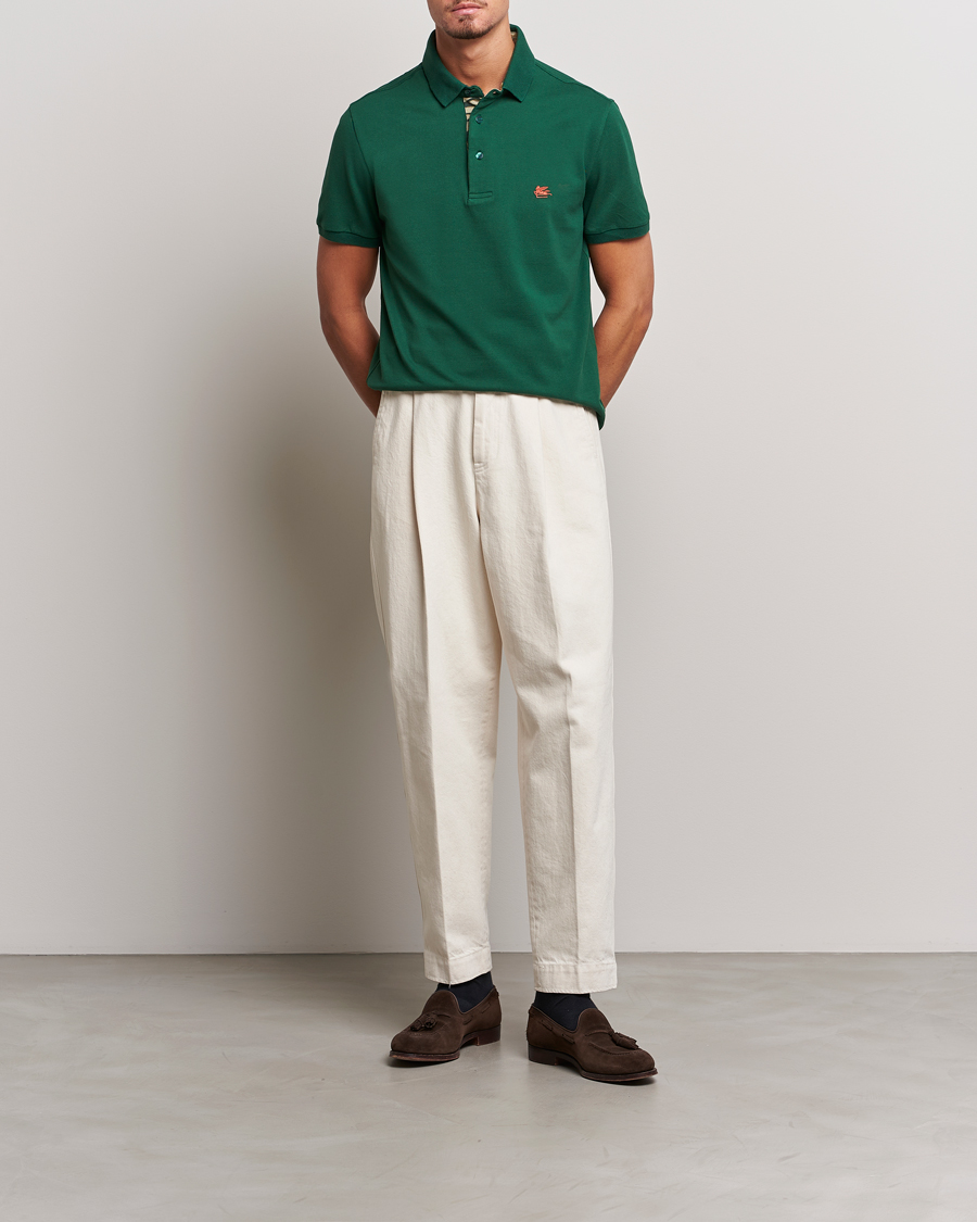 Uomini | Polo | Etro | Short Sleeve Contrast Polo Dark Green