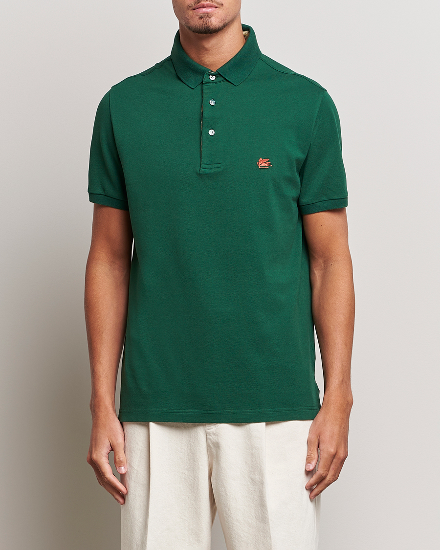 Uomini | Polo | Etro | Short Sleeve Contrast Polo Dark Green