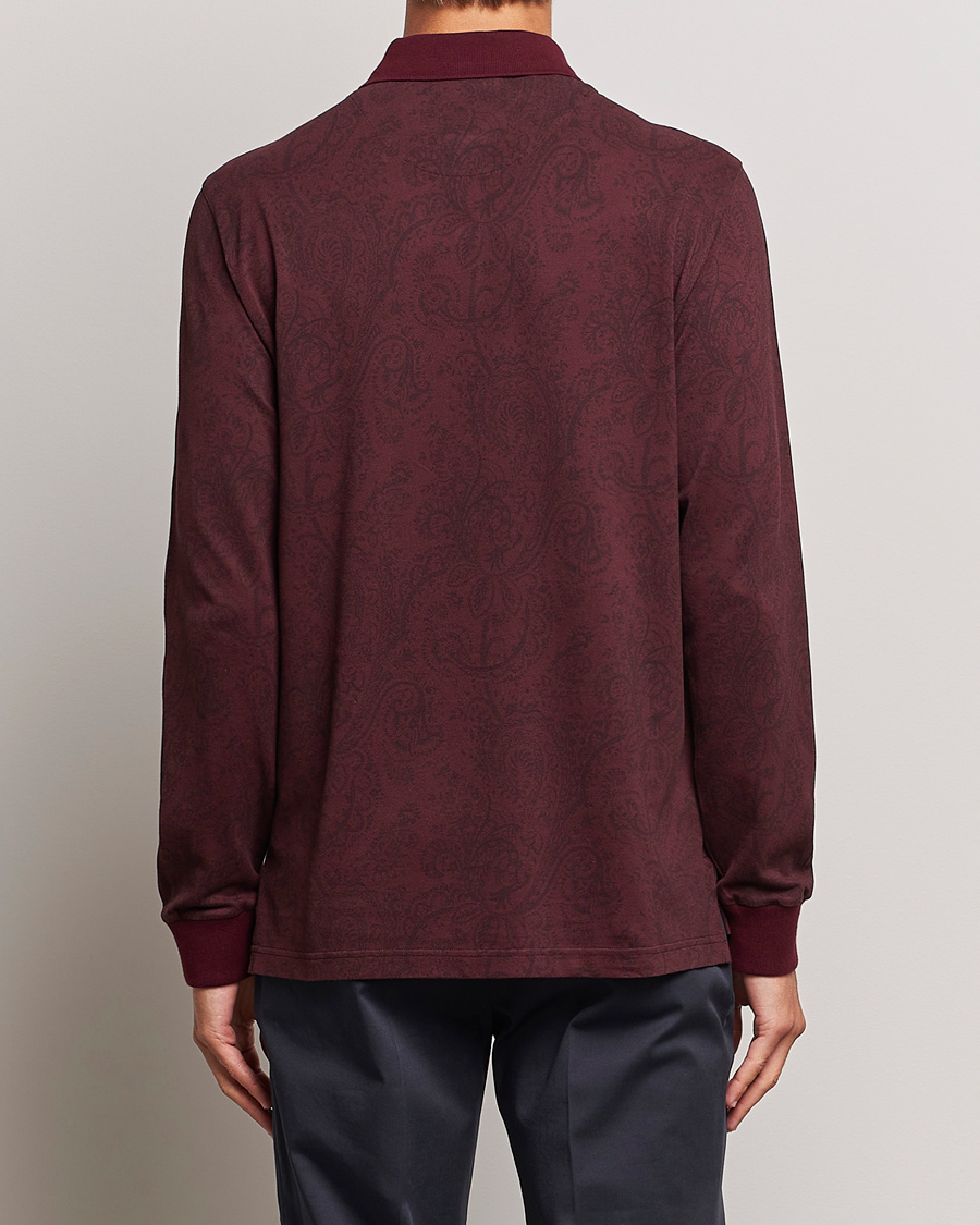 Uomini | Maglieria | Etro | Tonal Paisley Long Sleeve Polo Burgundy