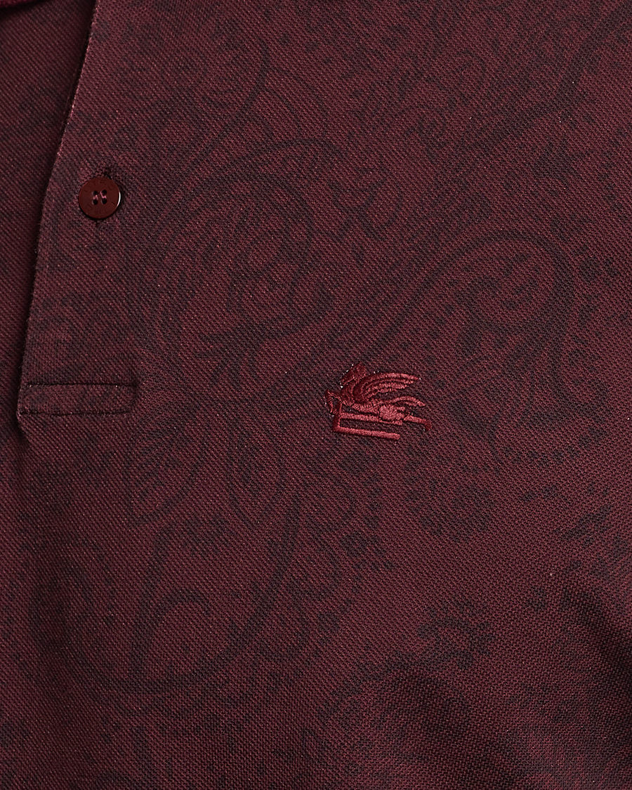 Uomini | Maglieria | Etro | Tonal Paisley Long Sleeve Polo Burgundy