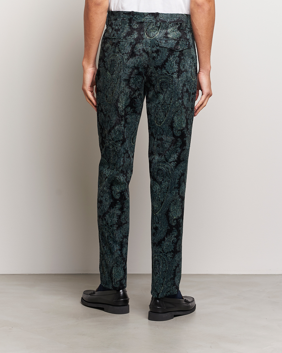 Uomini | Pantaloni | Etro | Tailored Paisley Corduroy Trousers Dark Blue