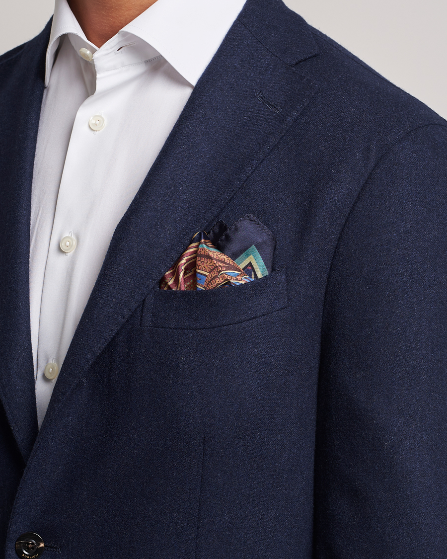 Uomini | Etro Bangalore Printed Pocket Square Navy | Etro | Bangalore Printed Pocket Square Navy