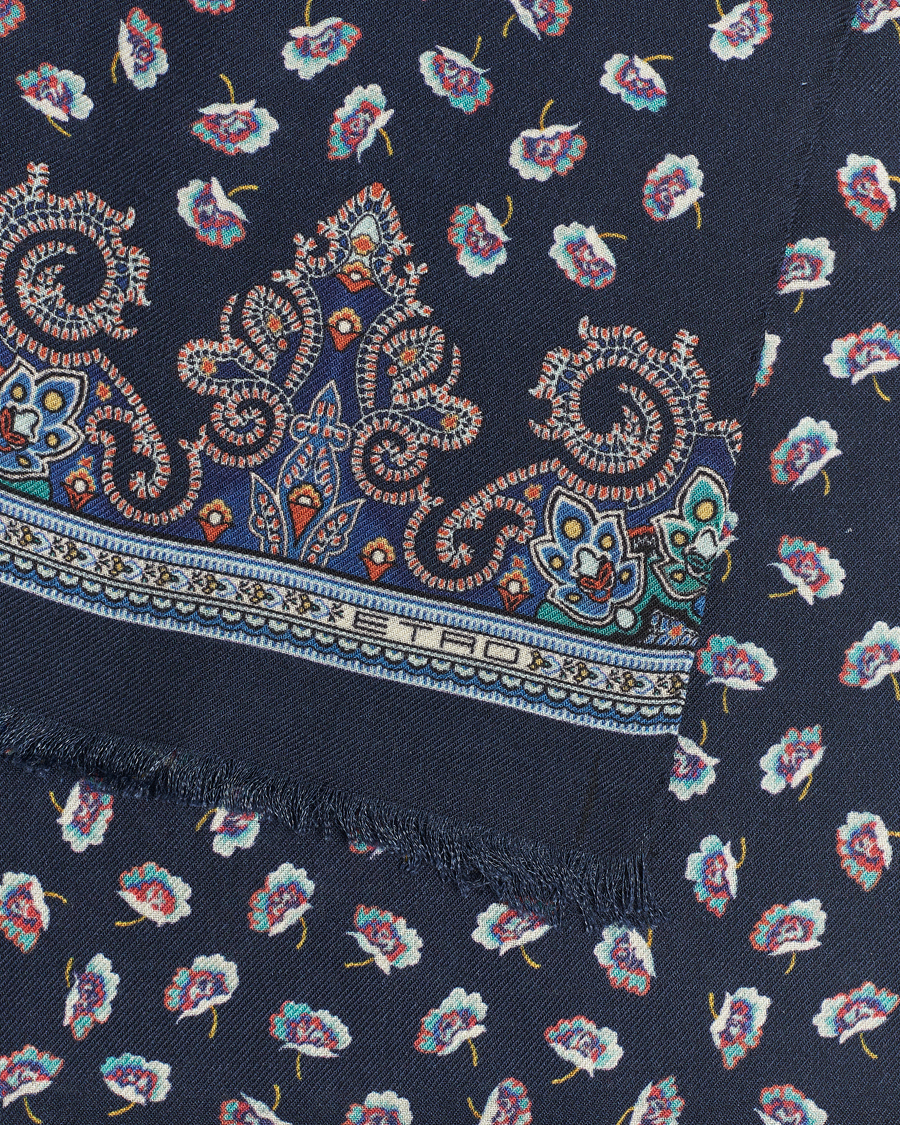 Uomini | Etro Printed Wool/Silk Scarf Navy | Etro | Printed Wool/Silk Scarf Navy