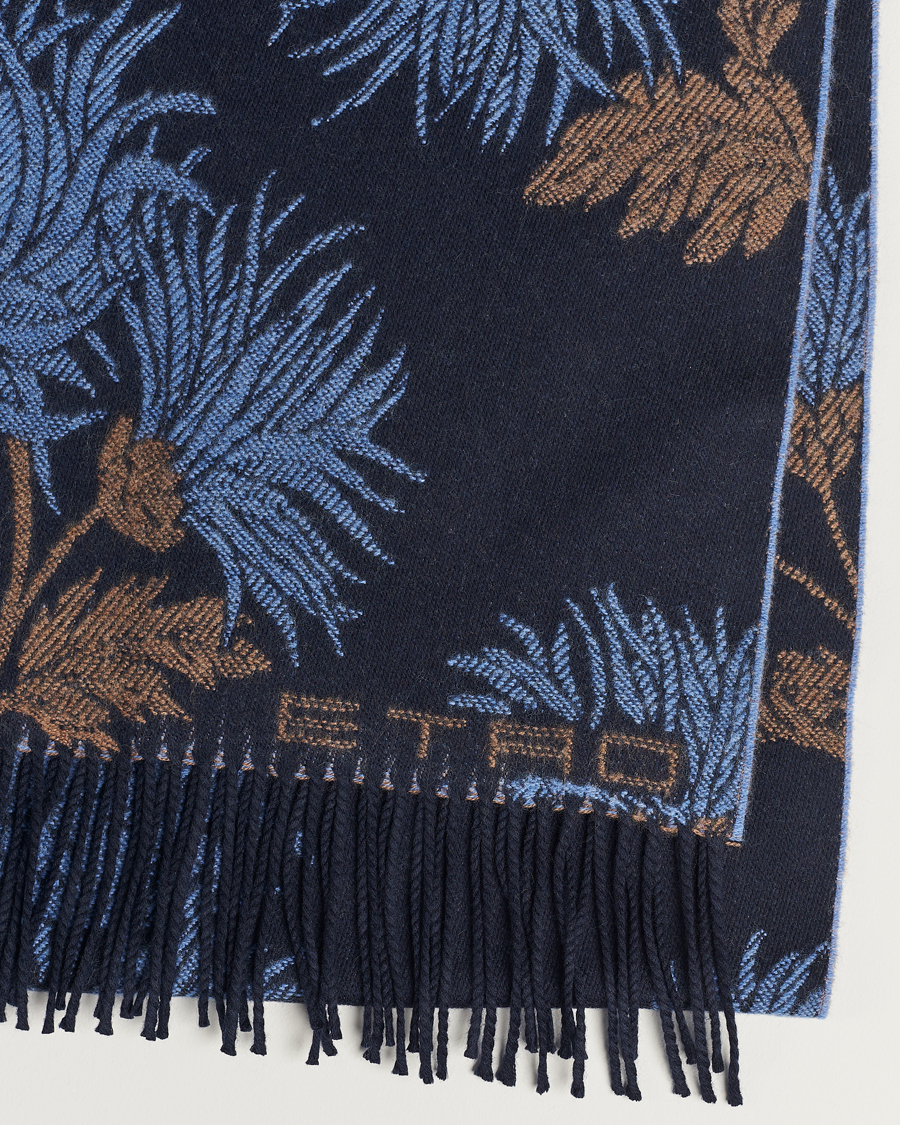 Uomini | Etro Floral Wool Scarf Dark Blue | Etro | Floral Wool Scarf Dark Blue