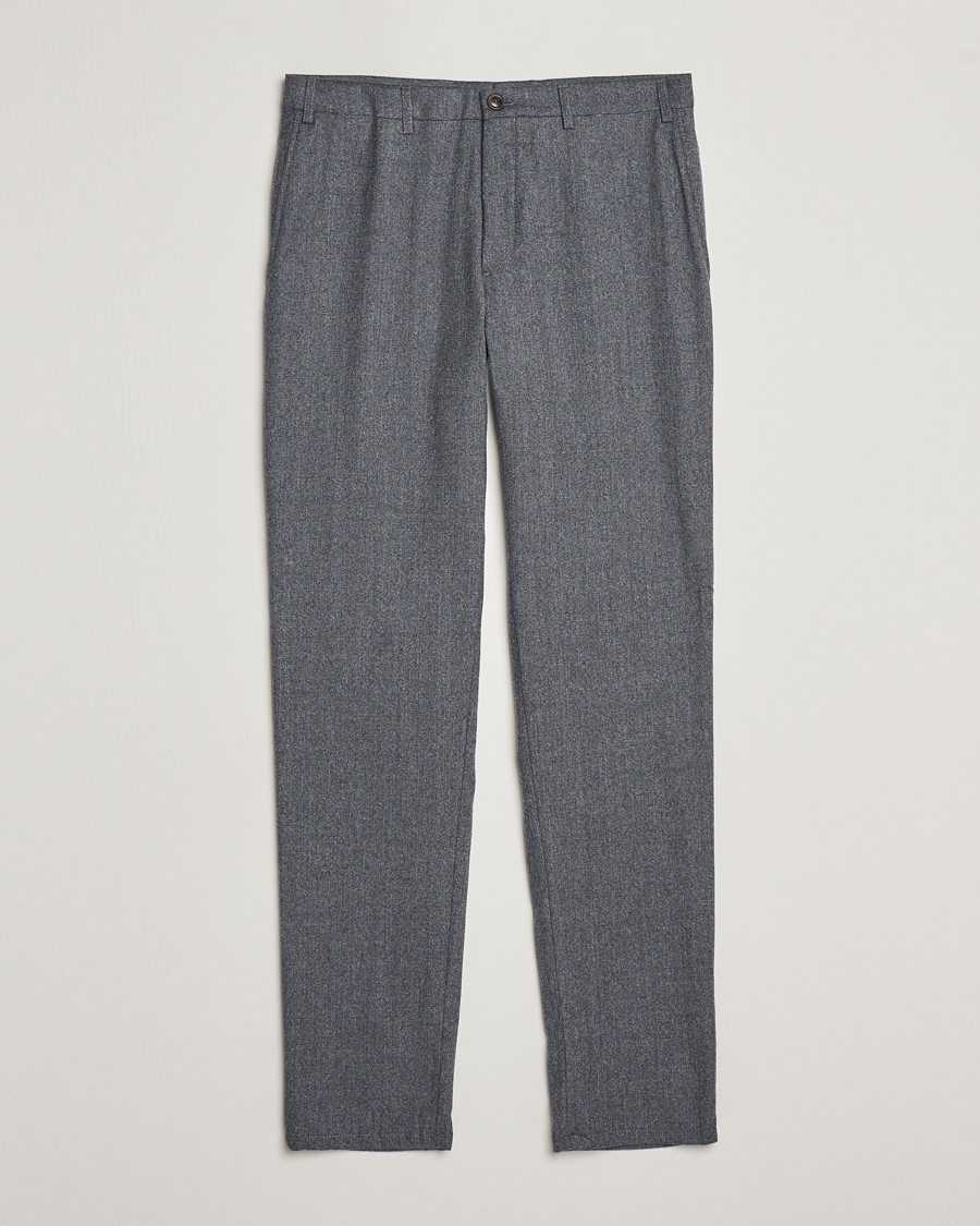 Uomini | Pantaloni | Canali | Slim Fit Washable Flannel Trousers Grey Melange