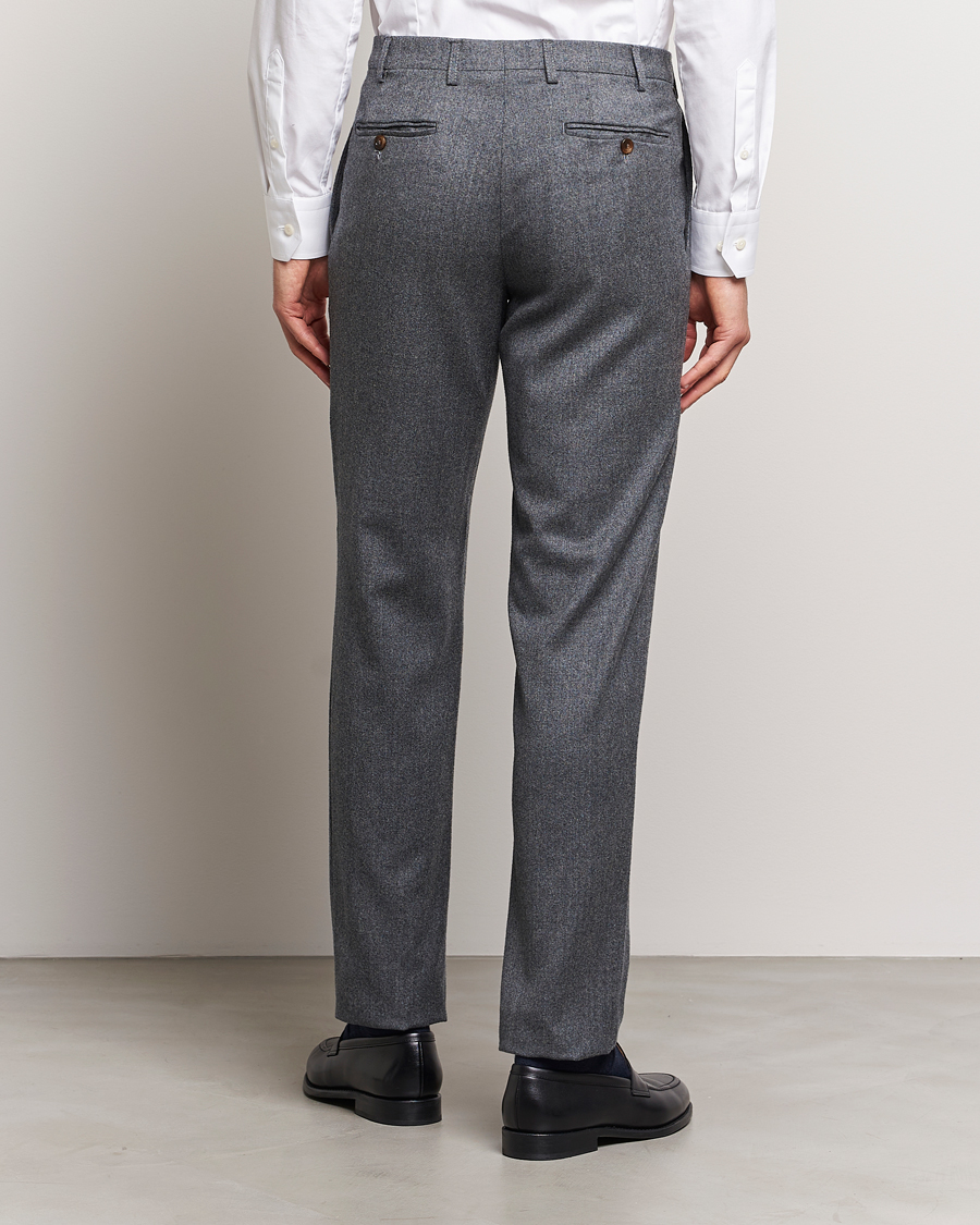 Uomini | Pantaloni | Canali | Slim Fit Washable Flannel Trousers Grey Melange