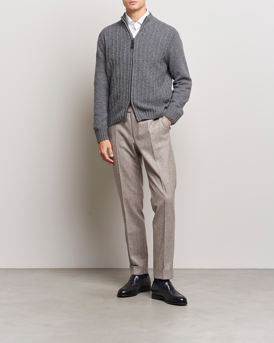 Uomini | Maglieria | Canali | Chunky Wool Cardigan Grey Melange