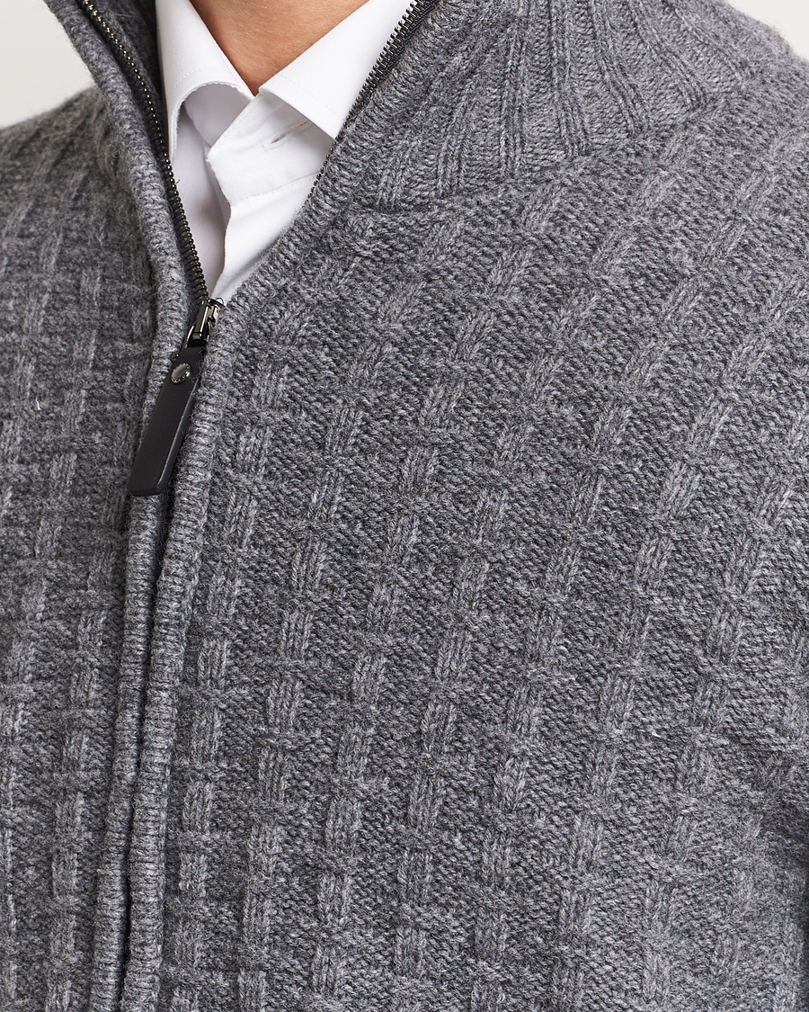 Uomini | Maglieria | Canali | Chunky Wool Cardigan Grey Melange