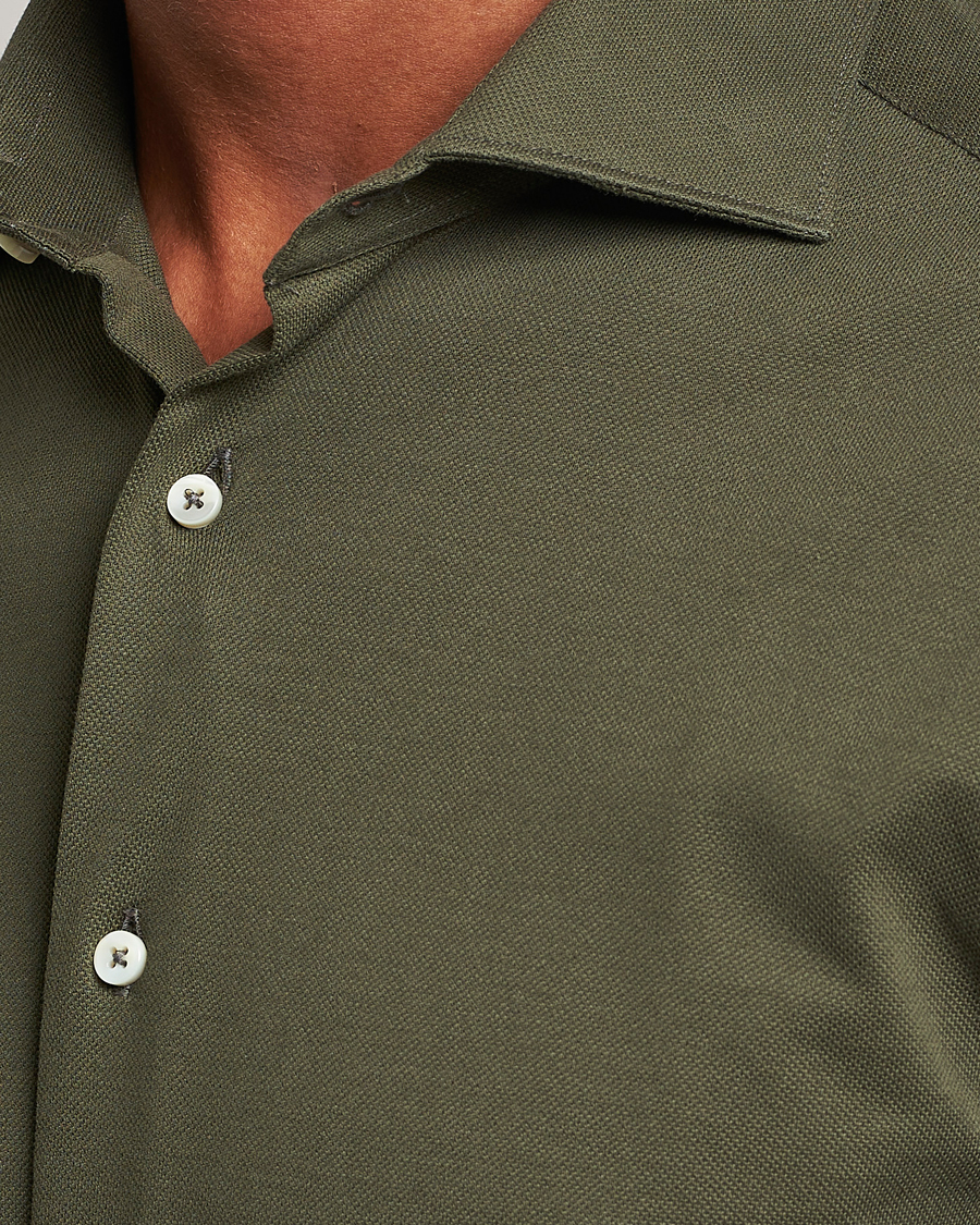 Uomini | Camicie | Canali | Slim Fit Pique Shirt Dark Green
