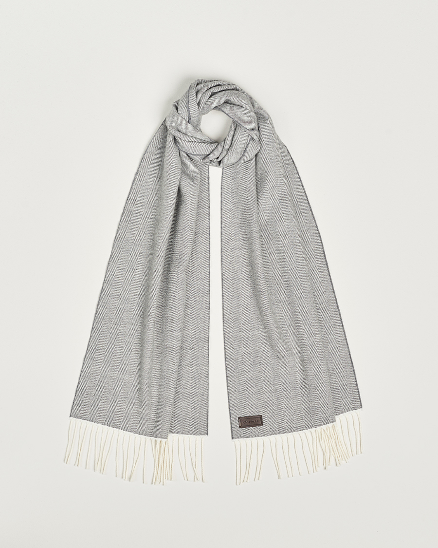 Uomini | Canali Herringbone Wool Scarf Light Grey | Canali | Herringbone Wool Scarf Light Grey