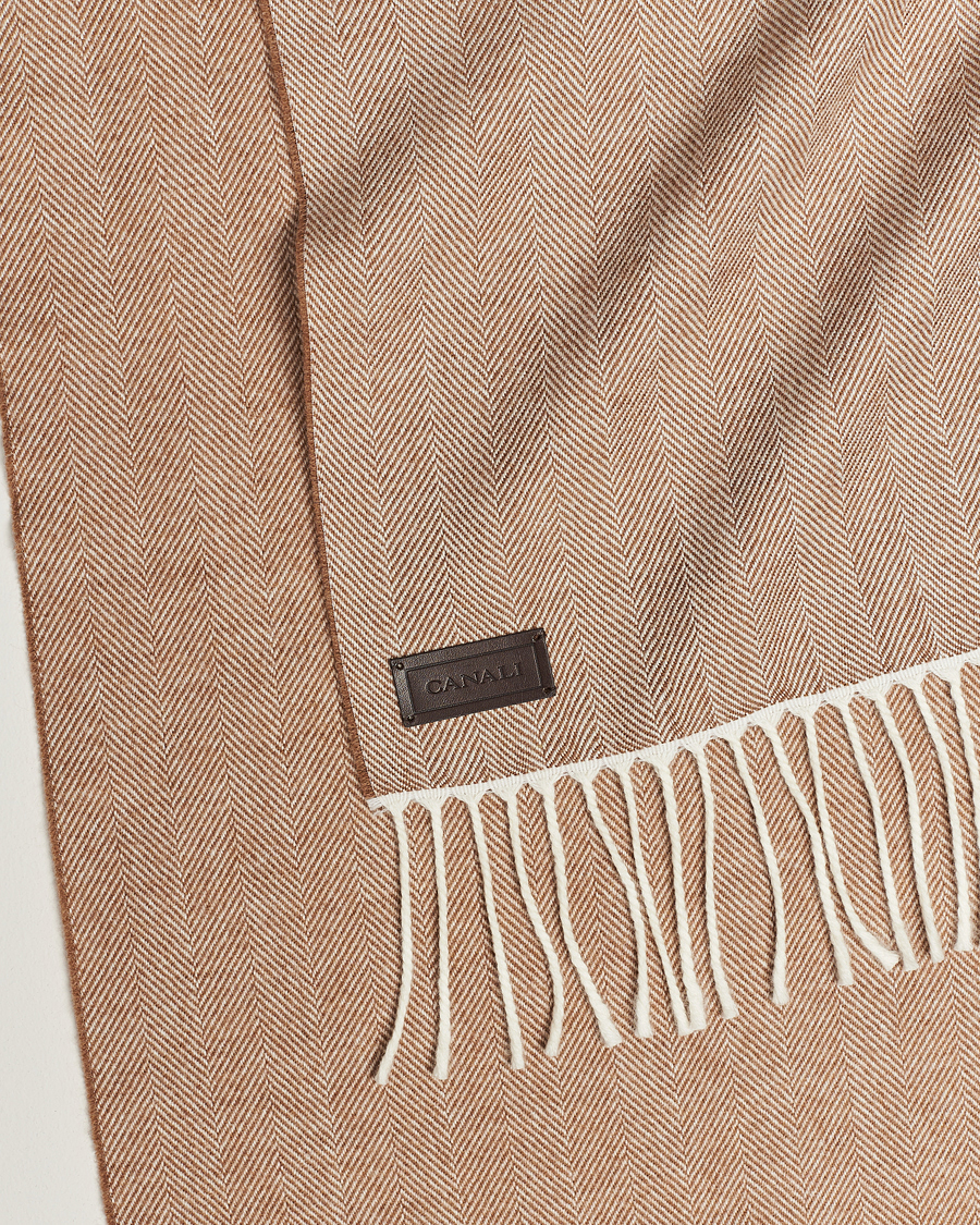 Uomini | Canali Herringbone Wool Scarf Beige | Canali | Herringbone Wool Scarf Beige