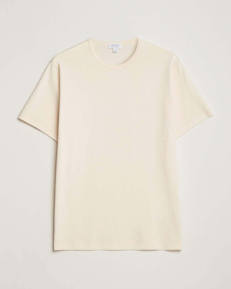 Uomini | T-shirt | Sunspel | Crew Neck Q82 Cotton T-Shirt Undyed