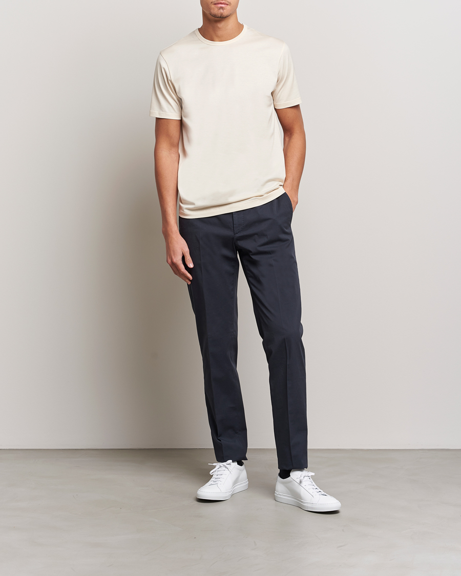 Uomini | T-shirt | Sunspel | Crew Neck Q82 Cotton T-Shirt Undyed