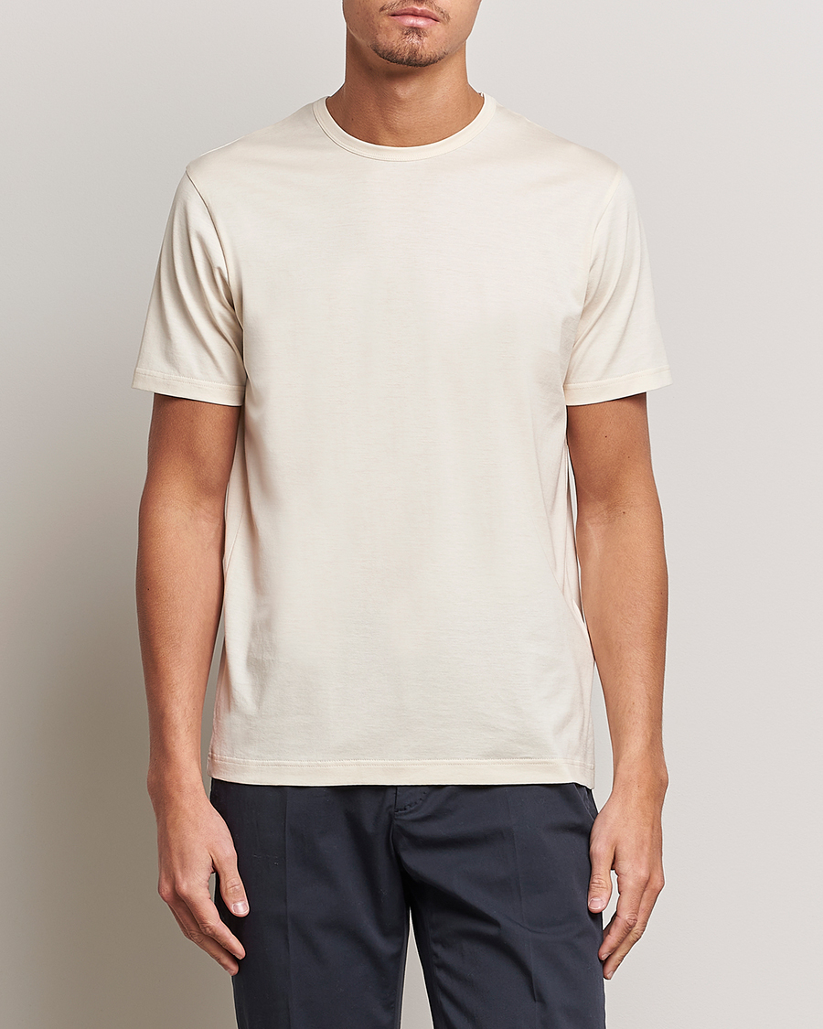 Uomini | T-shirt | Sunspel | Crew Neck Q82 Cotton T-Shirt Undyed