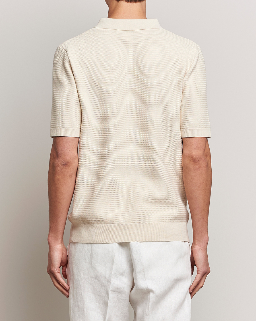Uomini | Polo | Sunspel | Knitted Polo Shirt Ecru