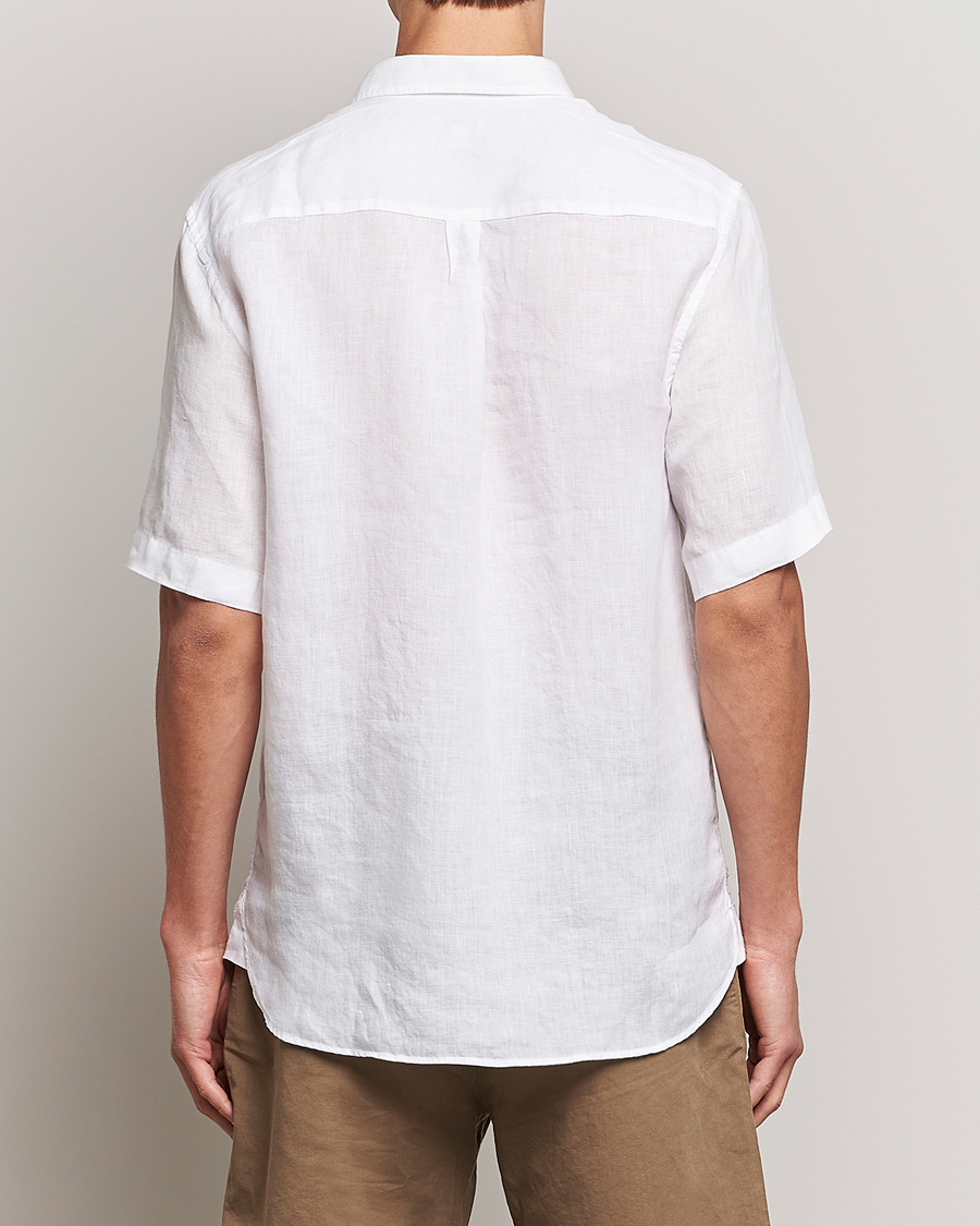 Uomini | Camicie | Sunspel | Short Sleeve Linen Shirt White