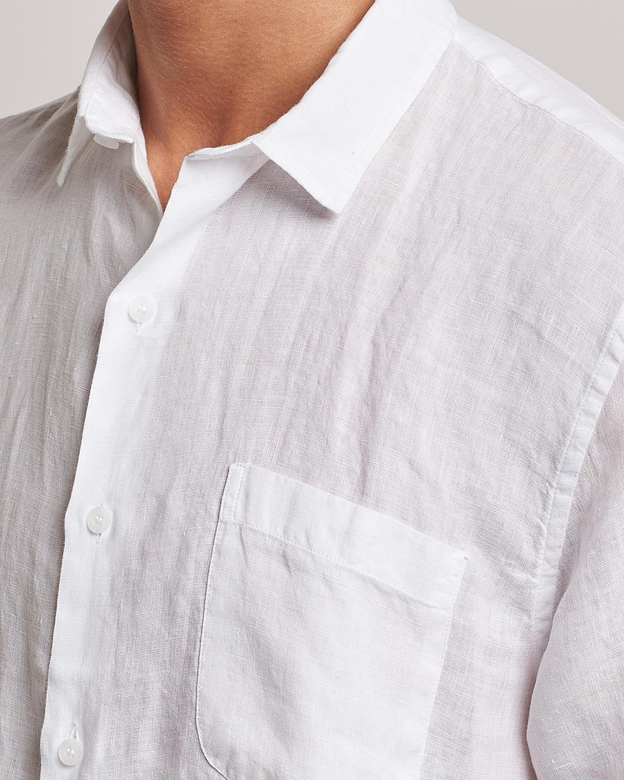 Uomini | Camicie | Sunspel | Short Sleeve Linen Shirt White