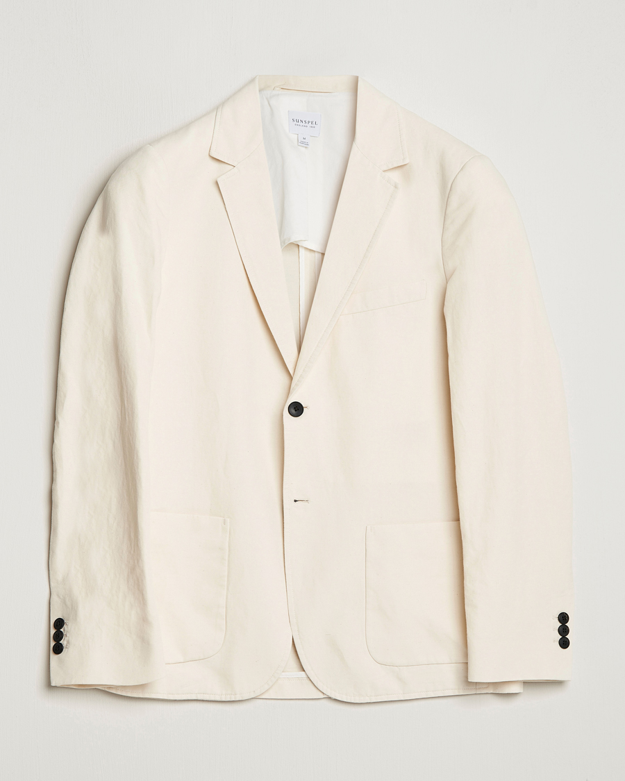 Uomini | Blazers | Sunspel | Unconstructed Cotton/Linen Blazer Undyed