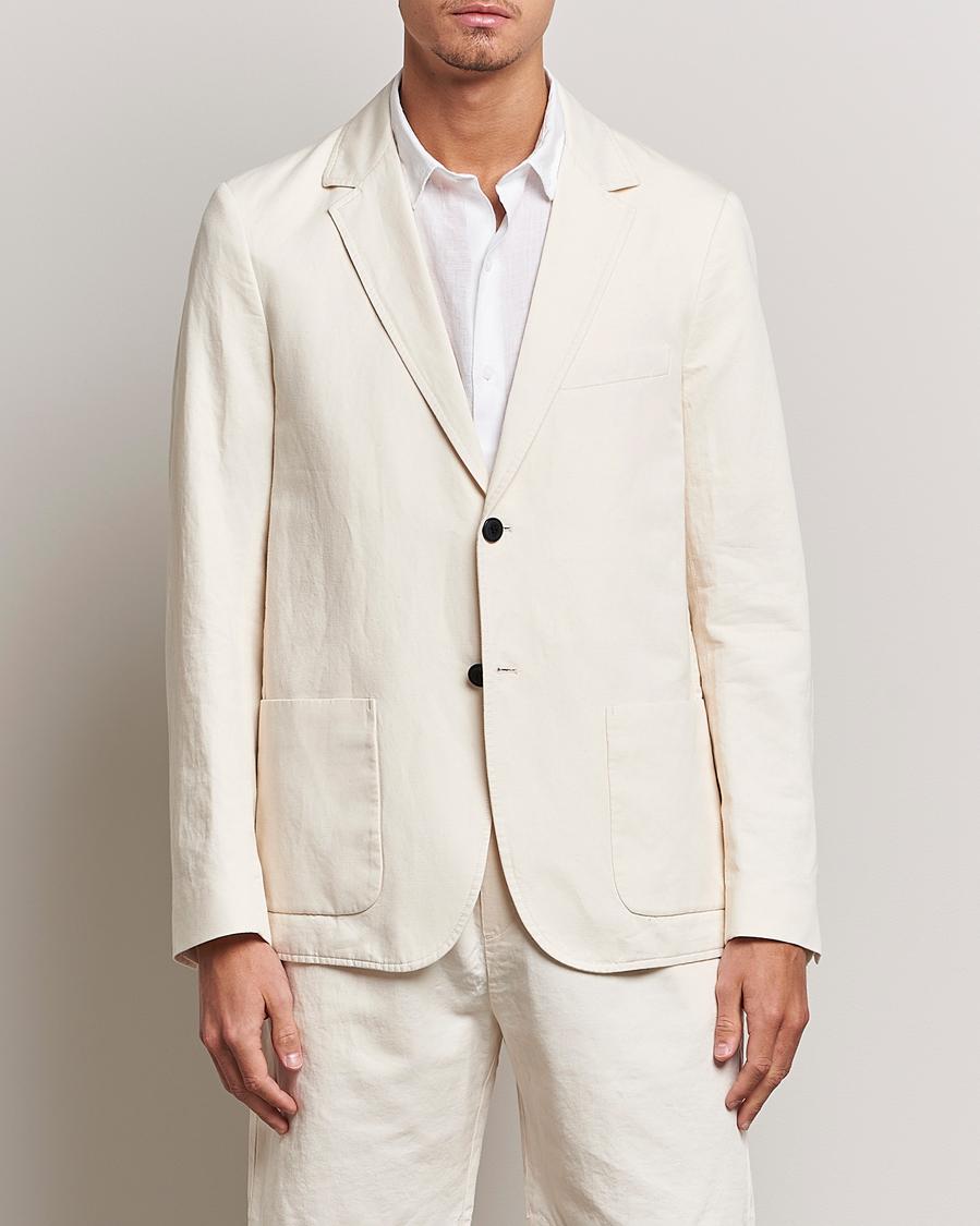 Uomini | Blazers | Sunspel | Unconstructed Cotton/Linen Blazer Undyed