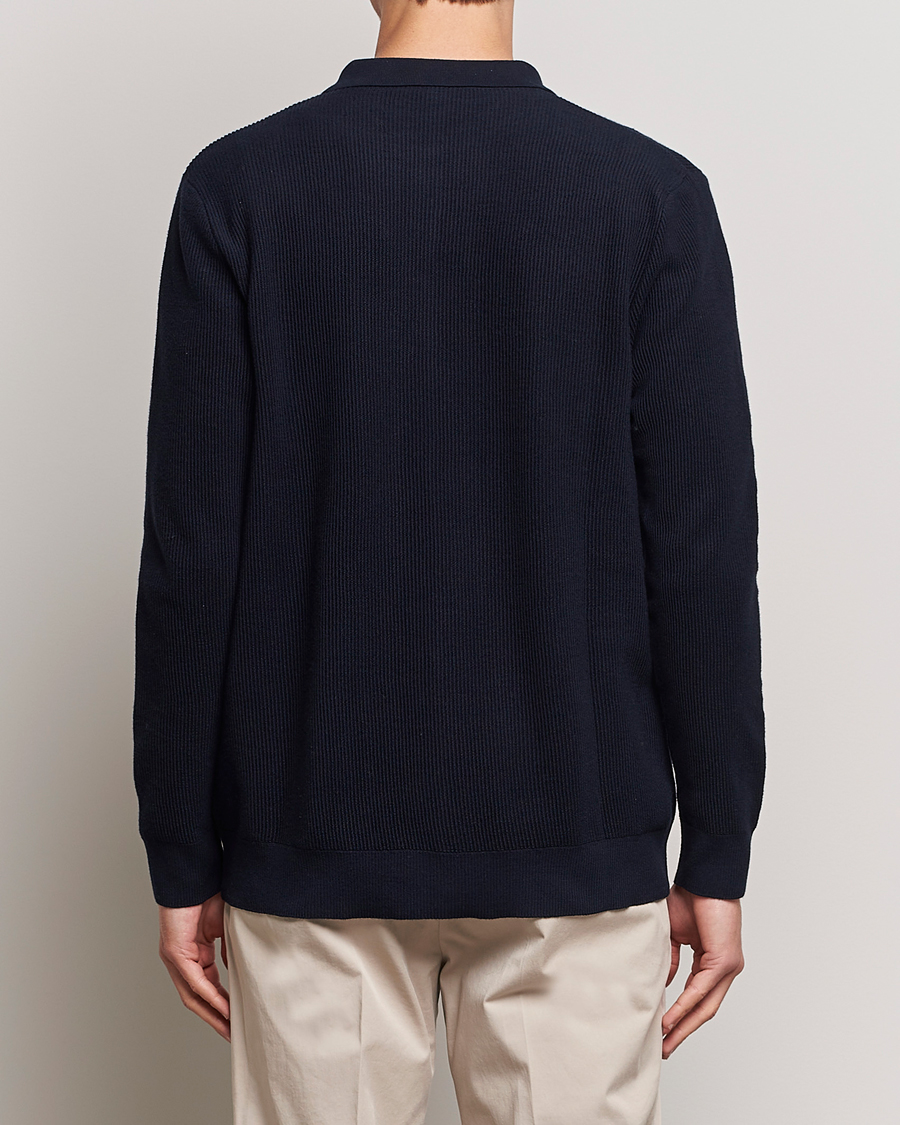 Uomini | Maglieria | Sunspel | Long Staple Cotton Knitted Jacket Navy