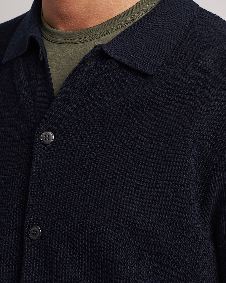 Uomini | Maglieria | Sunspel | Long Staple Cotton Knitted Jacket Navy