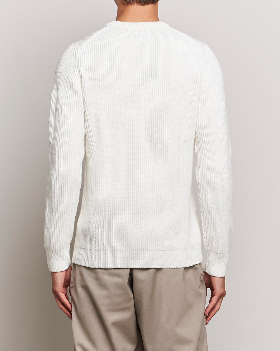 Uomini | Maglieria | C.P. Company | Full Rib Knitted Cotton Crewneck White
