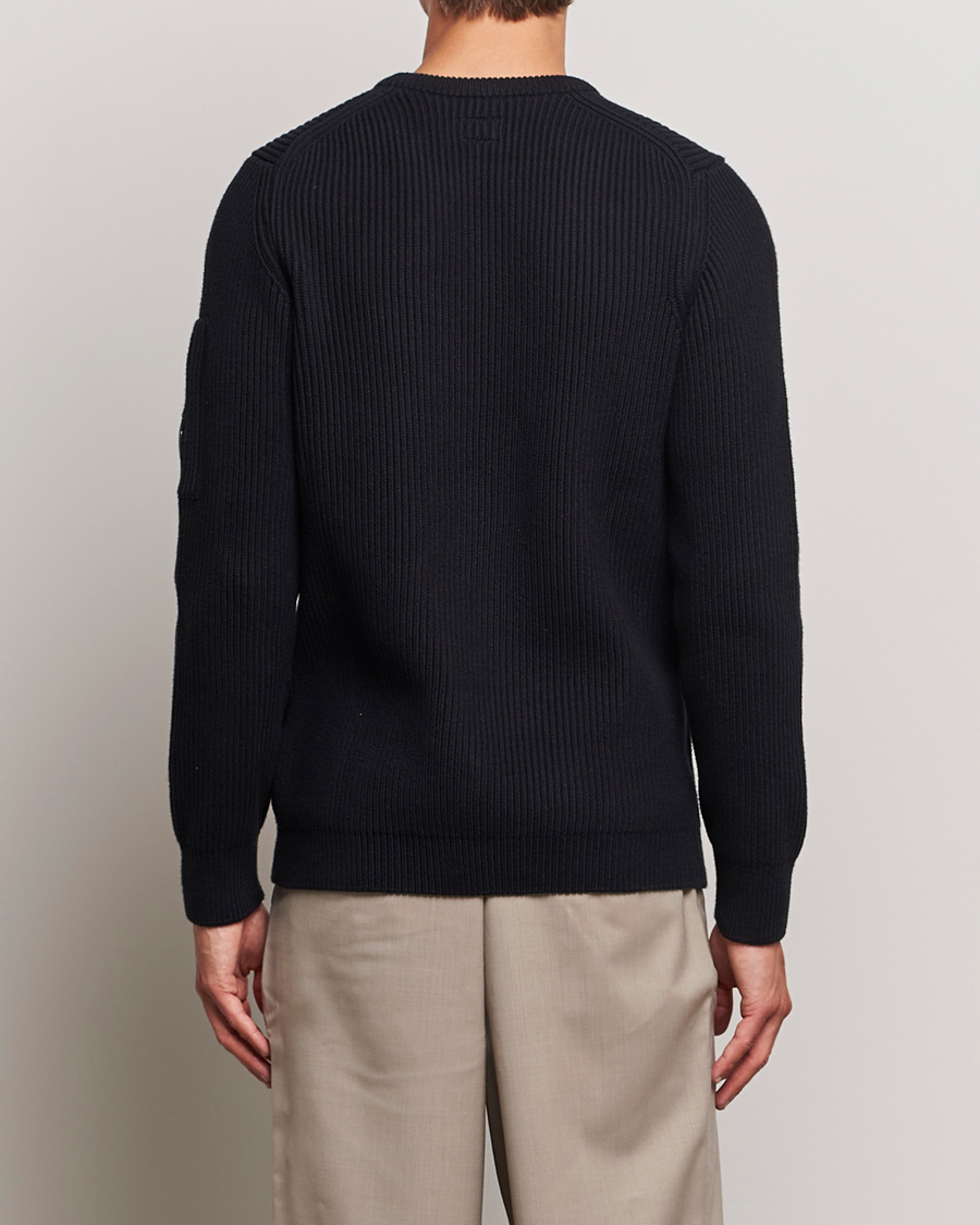 Uomini | Maglieria | C.P. Company | Full Rib Knitted Cotton Crewneck Black