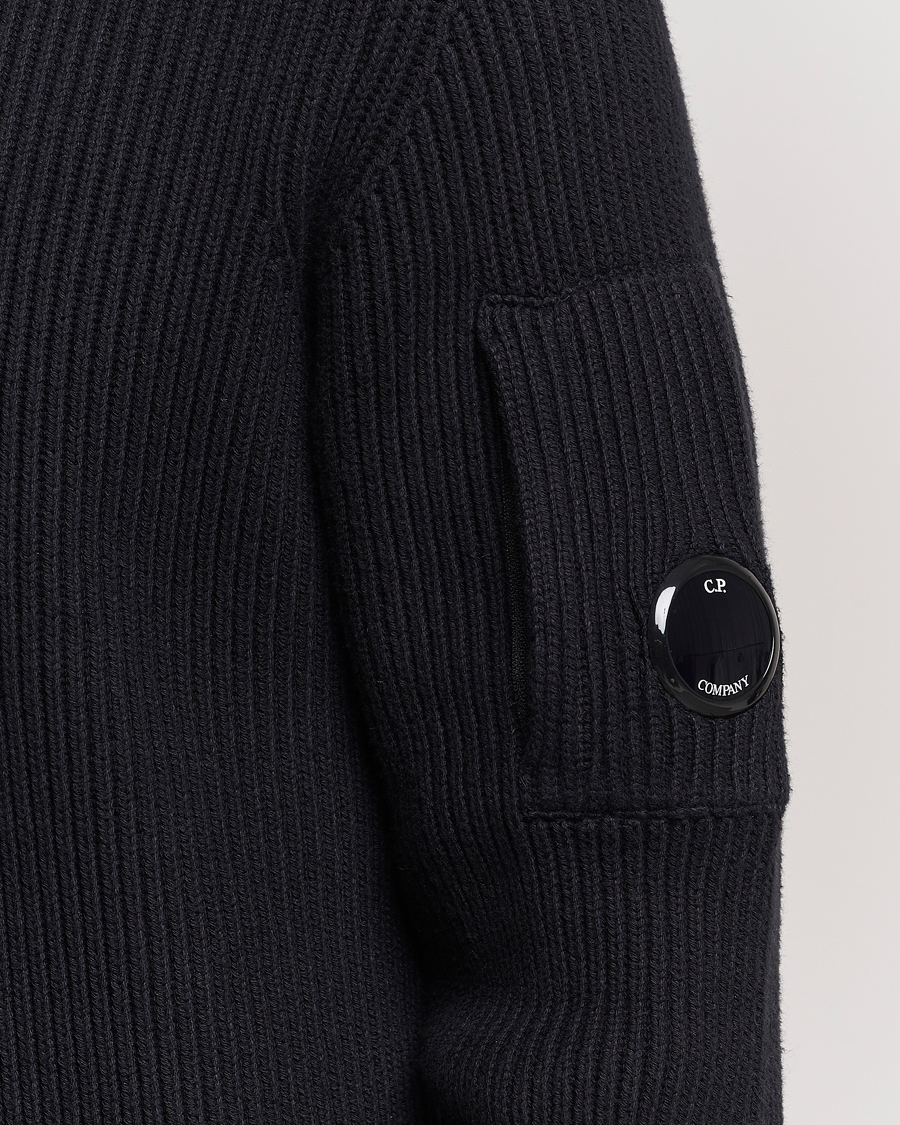 Uomini | Maglieria | C.P. Company | Full Rib Knitted Cotton Crewneck Black