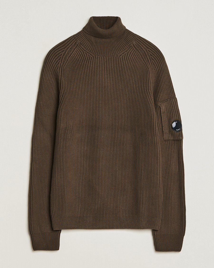 Uomini | Maglieria | C.P. Company | Full Rib Knitted Cotton Rollneck Brown