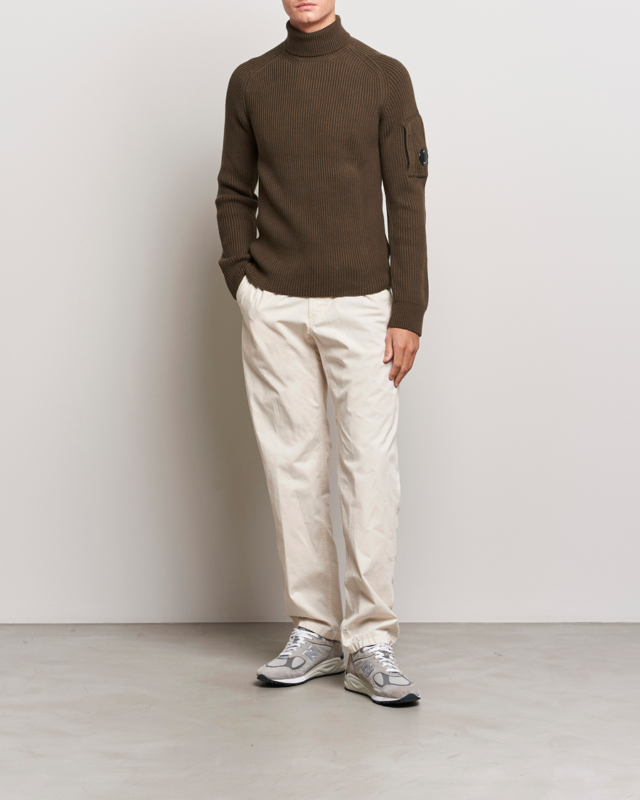 Uomini | Maglieria | C.P. Company | Full Rib Knitted Cotton Rollneck Brown