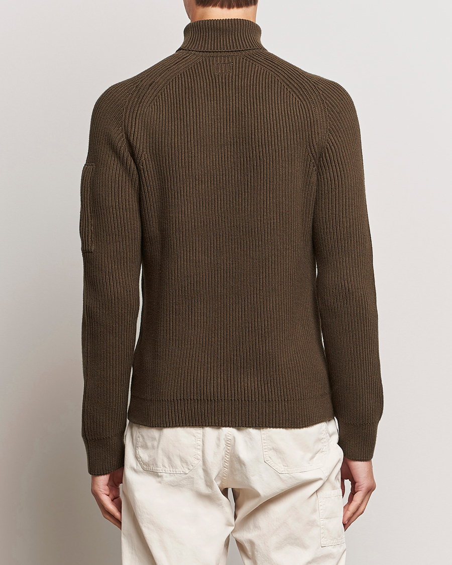 Uomini | Maglieria | C.P. Company | Full Rib Knitted Cotton Rollneck Brown