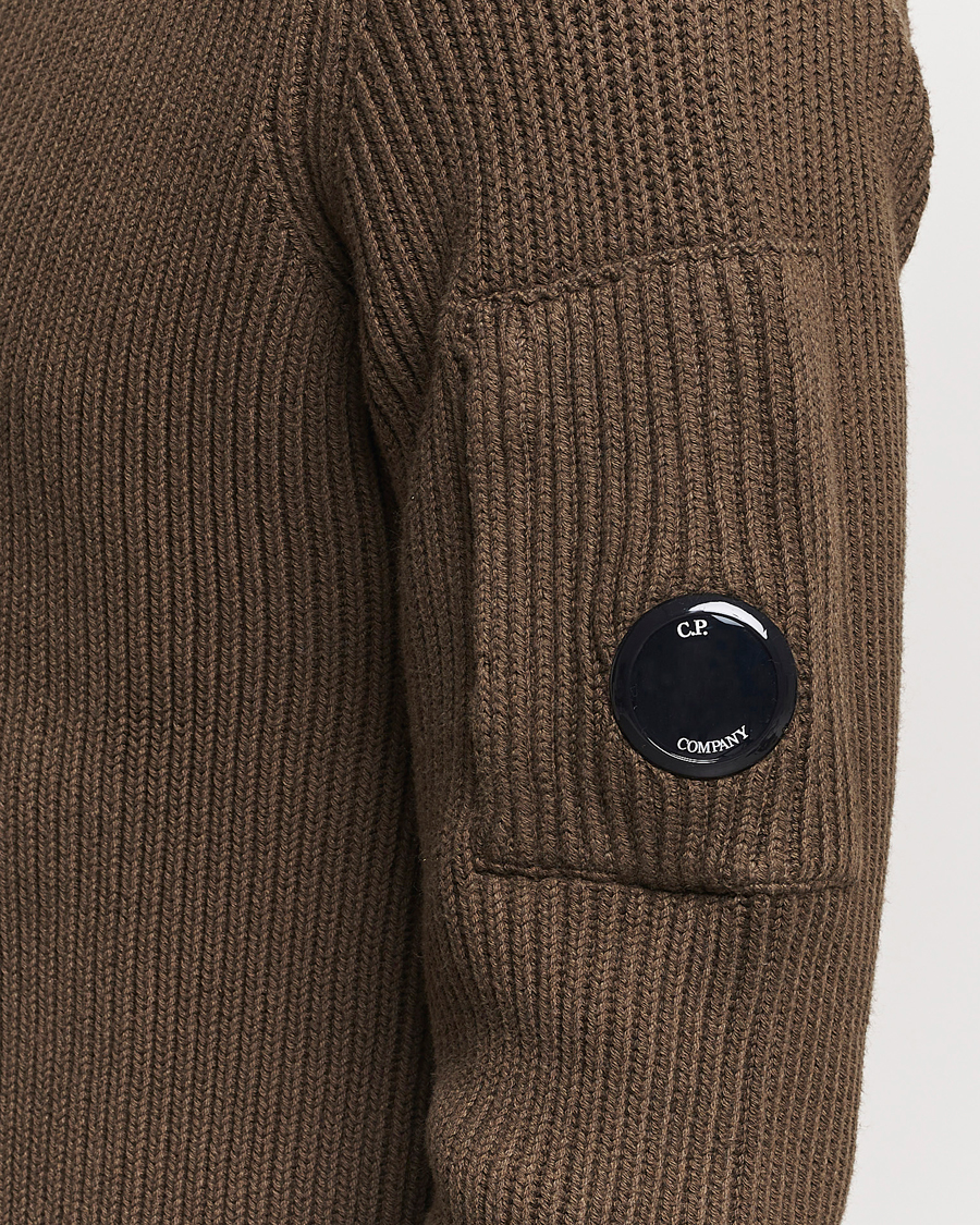 Uomini | Maglieria | C.P. Company | Full Rib Knitted Cotton Rollneck Brown