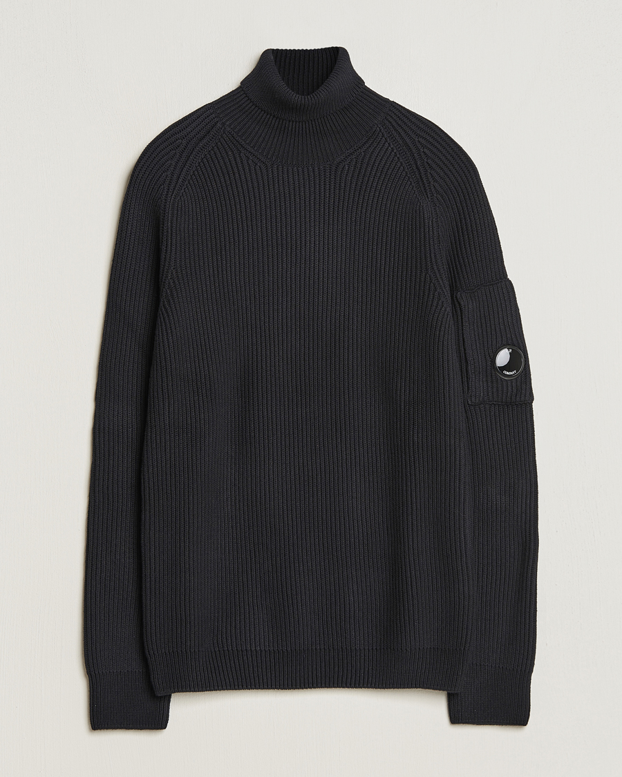Uomini | Maglieria | C.P. Company | Full Rib Knitted Cotton Rollneck Black