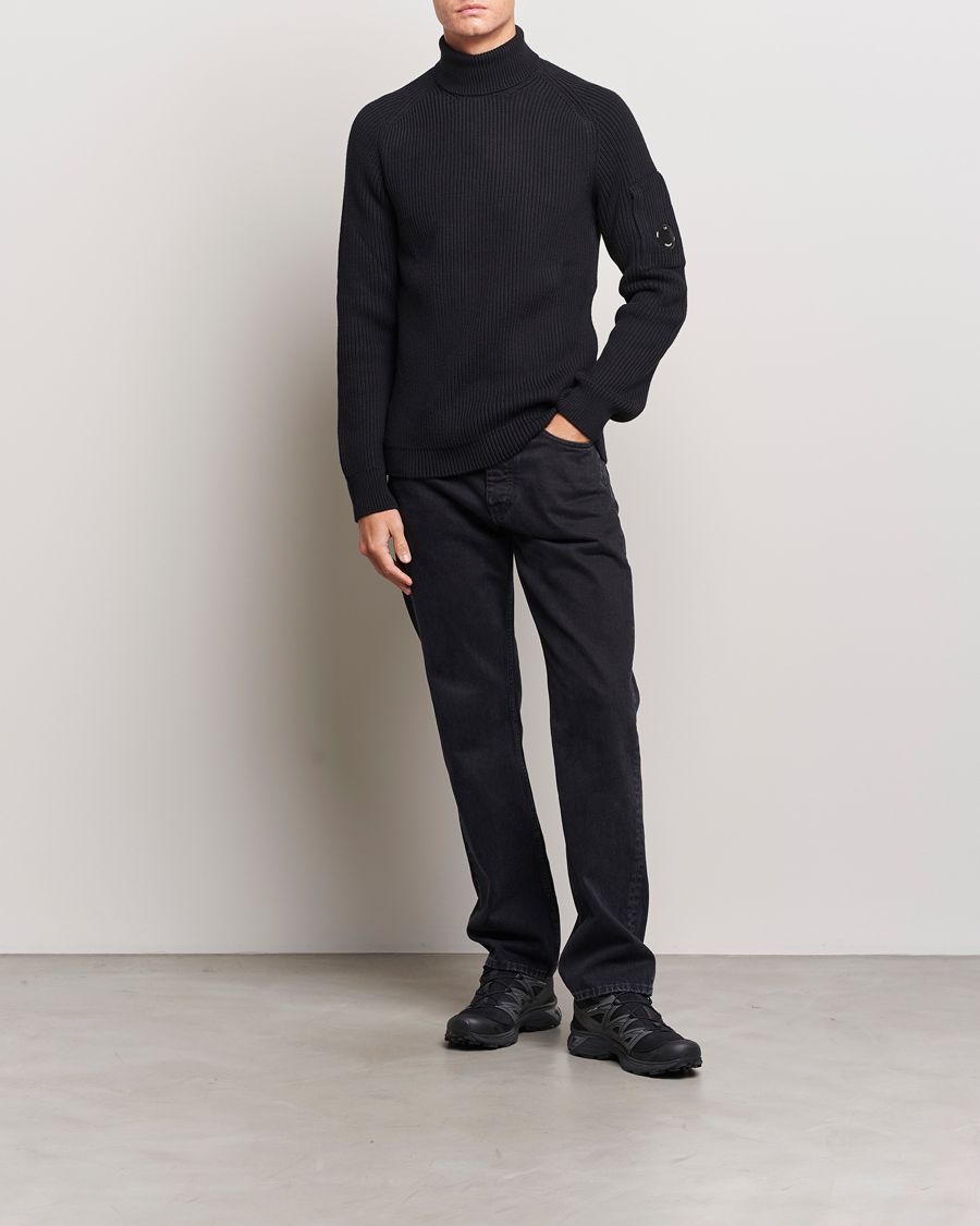Uomini | Maglieria | C.P. Company | Full Rib Knitted Cotton Rollneck Black