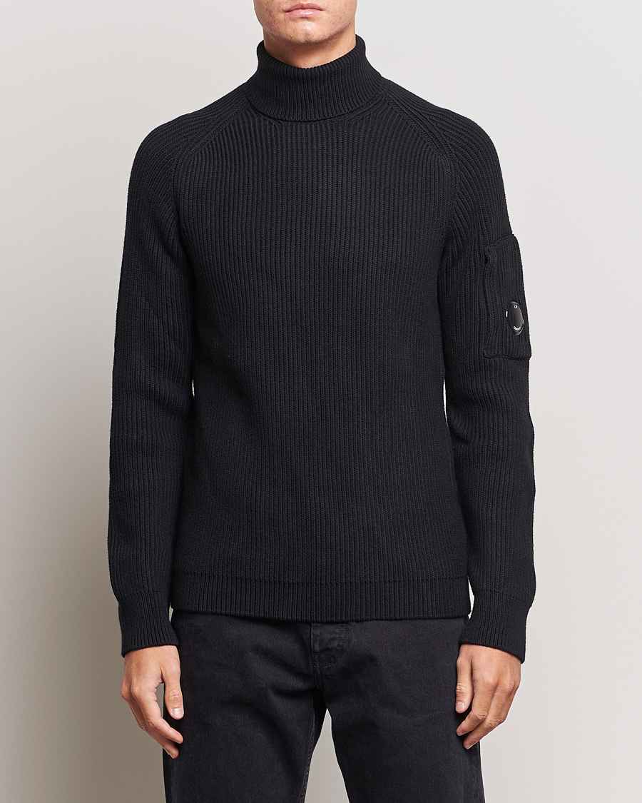 Uomini | Maglieria | C.P. Company | Full Rib Knitted Cotton Rollneck Black