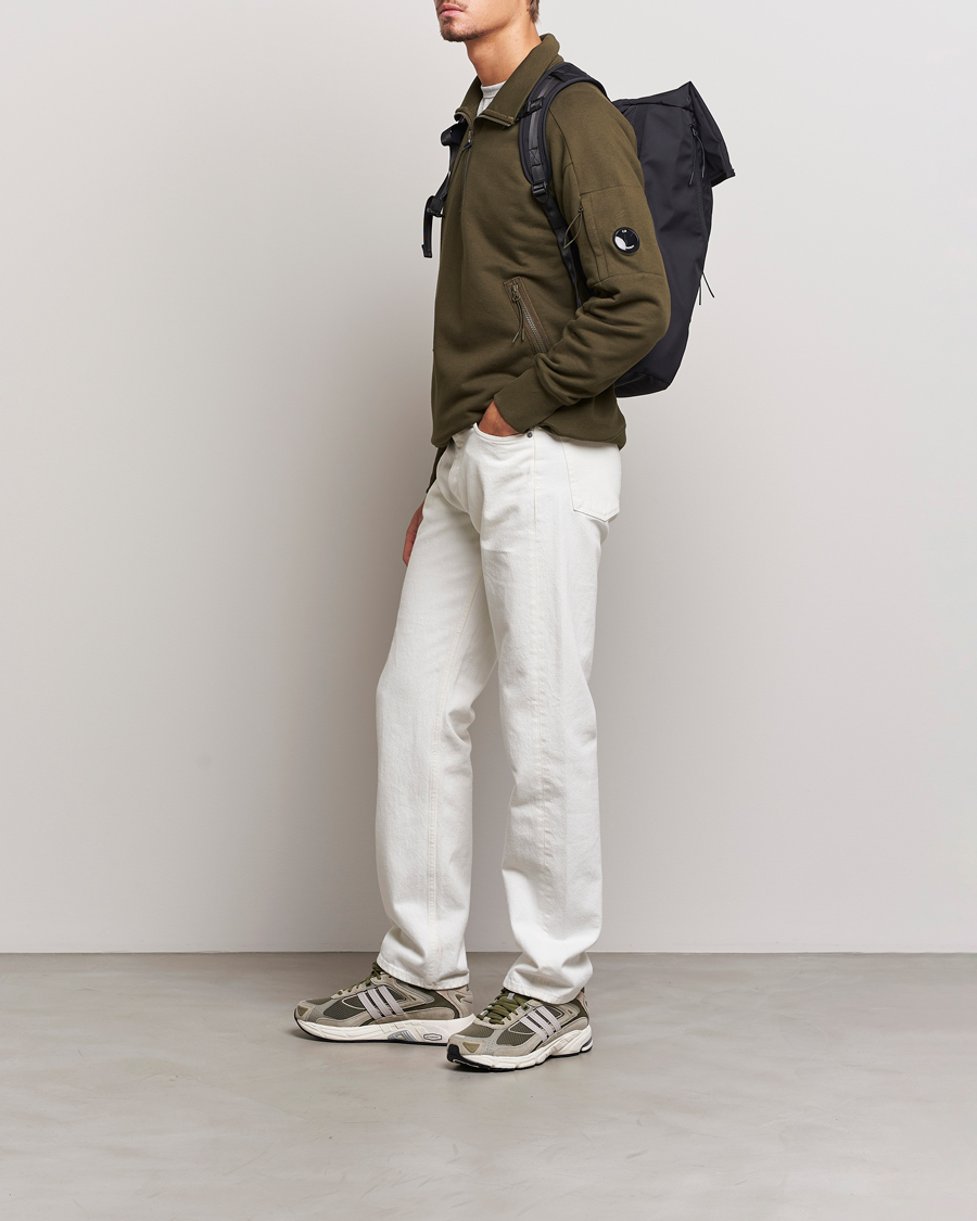 Uomini | Maglieria | C.P. Company | Diagonal Raised Fleece Half Zip Lens Sweatshirt Green