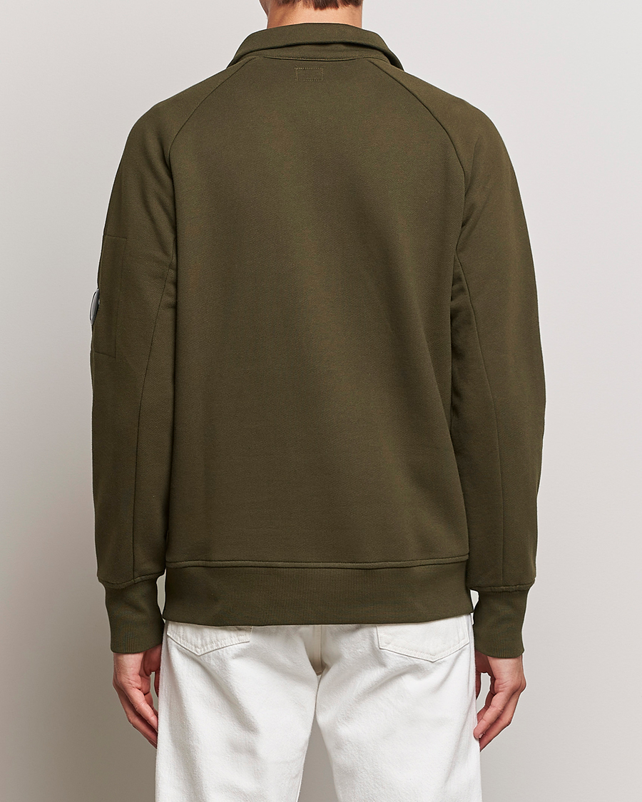 Uomini | Maglieria | C.P. Company | Diagonal Raised Fleece Half Zip Lens Sweatshirt Green