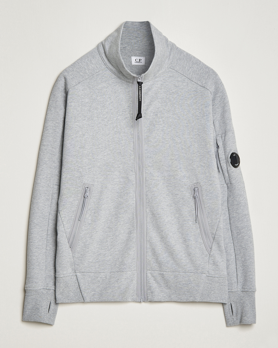 Uomini | Maglieria | C.P. Company | Diagonal Raised Fleece Full Zip Lens Sweatshirt Grey