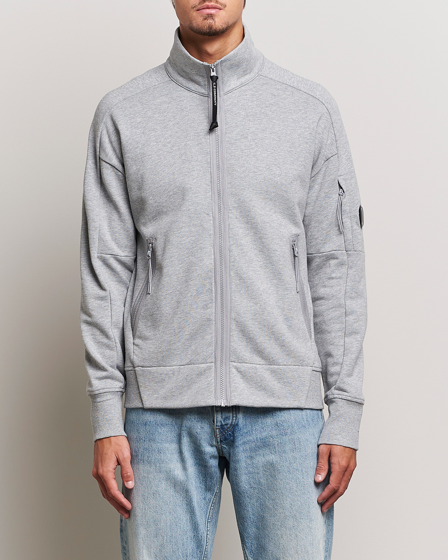 Uomini | Maglieria | C.P. Company | Diagonal Raised Fleece Full Zip Lens Sweatshirt Grey